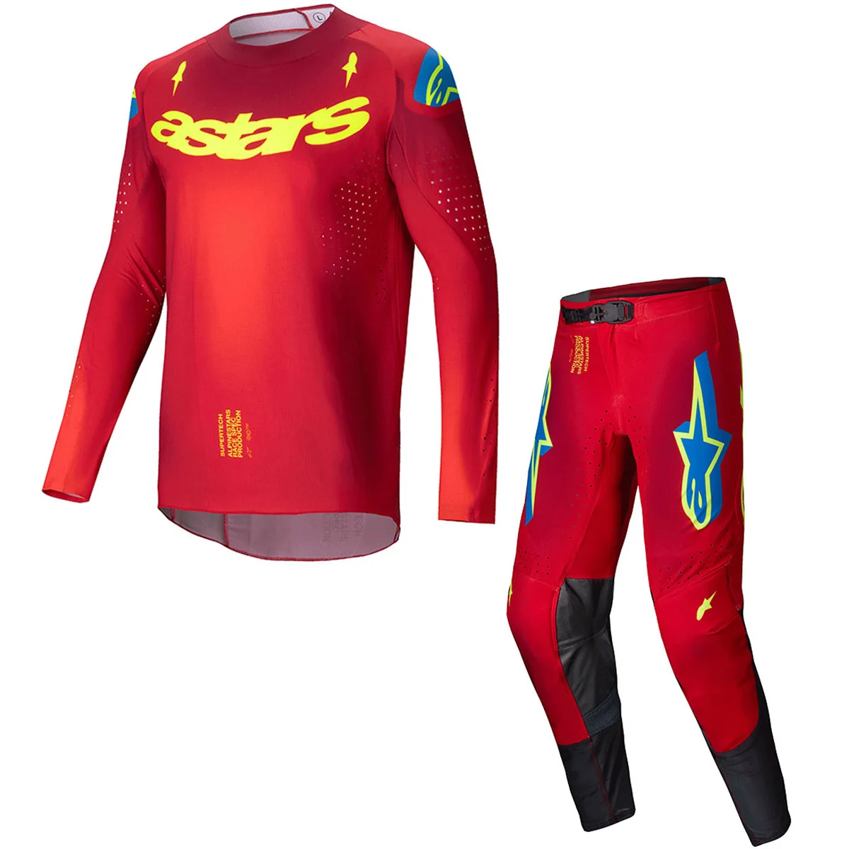 Conjunto Alpinestars Supertech Maker 25 Vermelho Bright/Amarelo